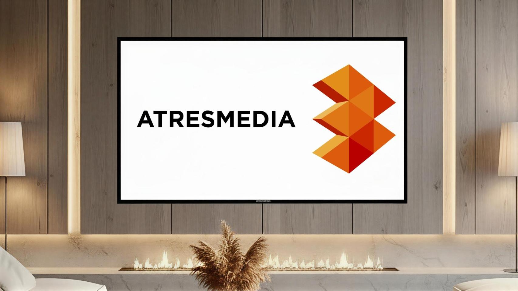 Ilustración con el logo de Atresmedia en la televisión en una casa.