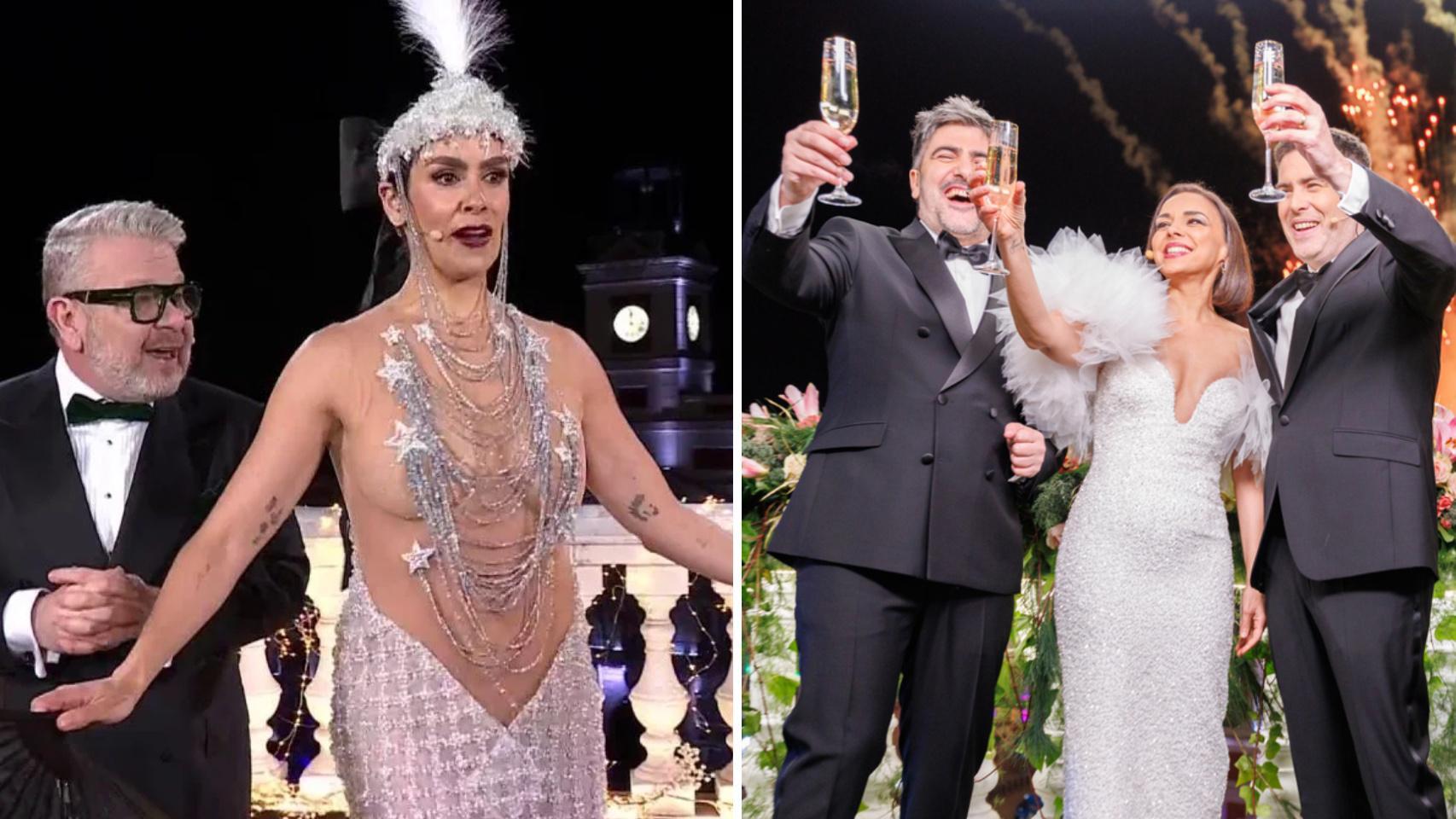 Alberto Chicote y Cristina Pedroche, a la izquierda, y Chenoa y Estopa, a la derecha, en un montaje de BLUPER.