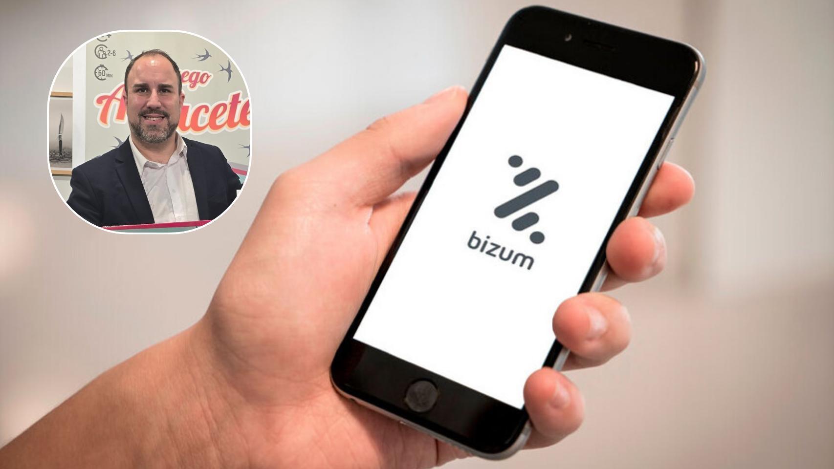 Germán J. Nieves Moreno y una imagen de fondo de un teléfono iniciando la app de Bizum.
