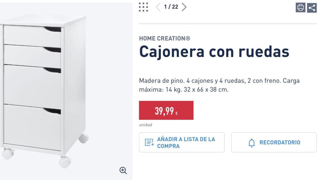 Cajonera con ruedas.