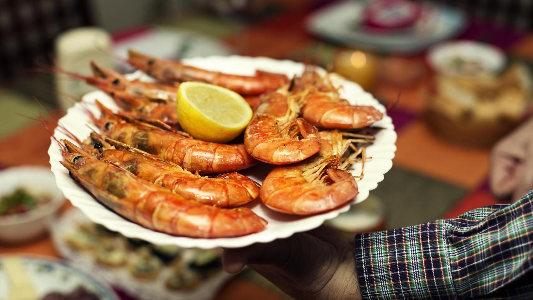 Un plato de gambones.