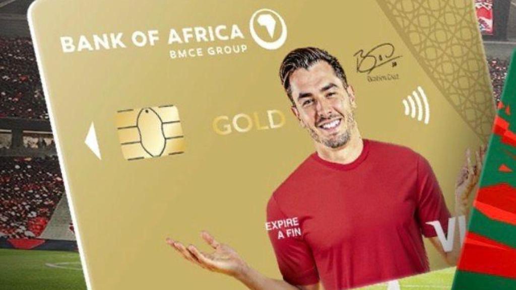 La imagen de Brahim Díaz en una tarjeta de crédito del Banco de África