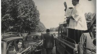 Fiesta de San Cristóbal, patrono de los automovilistas, Paseo de coches del Retiro, 1965