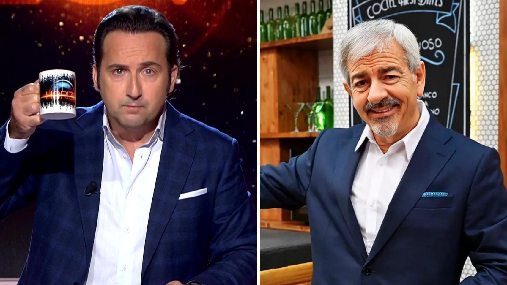 Iker Jiménez, presentador de 'Horizonte', y Carlos Sobera, de 'First Dates', en un montaje de Bluper.