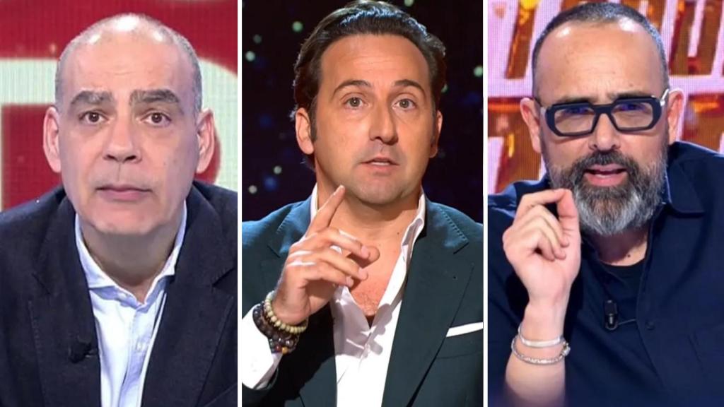 Los presentadores Nacho Abad, Iker Jiménez y Risto Mejide en un montaje de BLUPER.