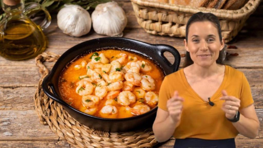 Eva, cocinera y su truco para unas gambas al ajillo perfectas.