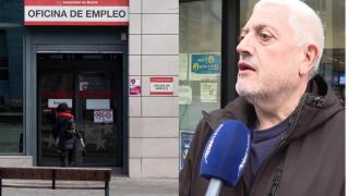 Montaje de Ángel y una oficina de empleo en Madrid.