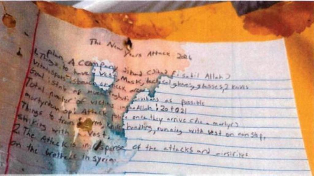 Documento manuscrito titulado “Ataque de Año Nuevo 2026”