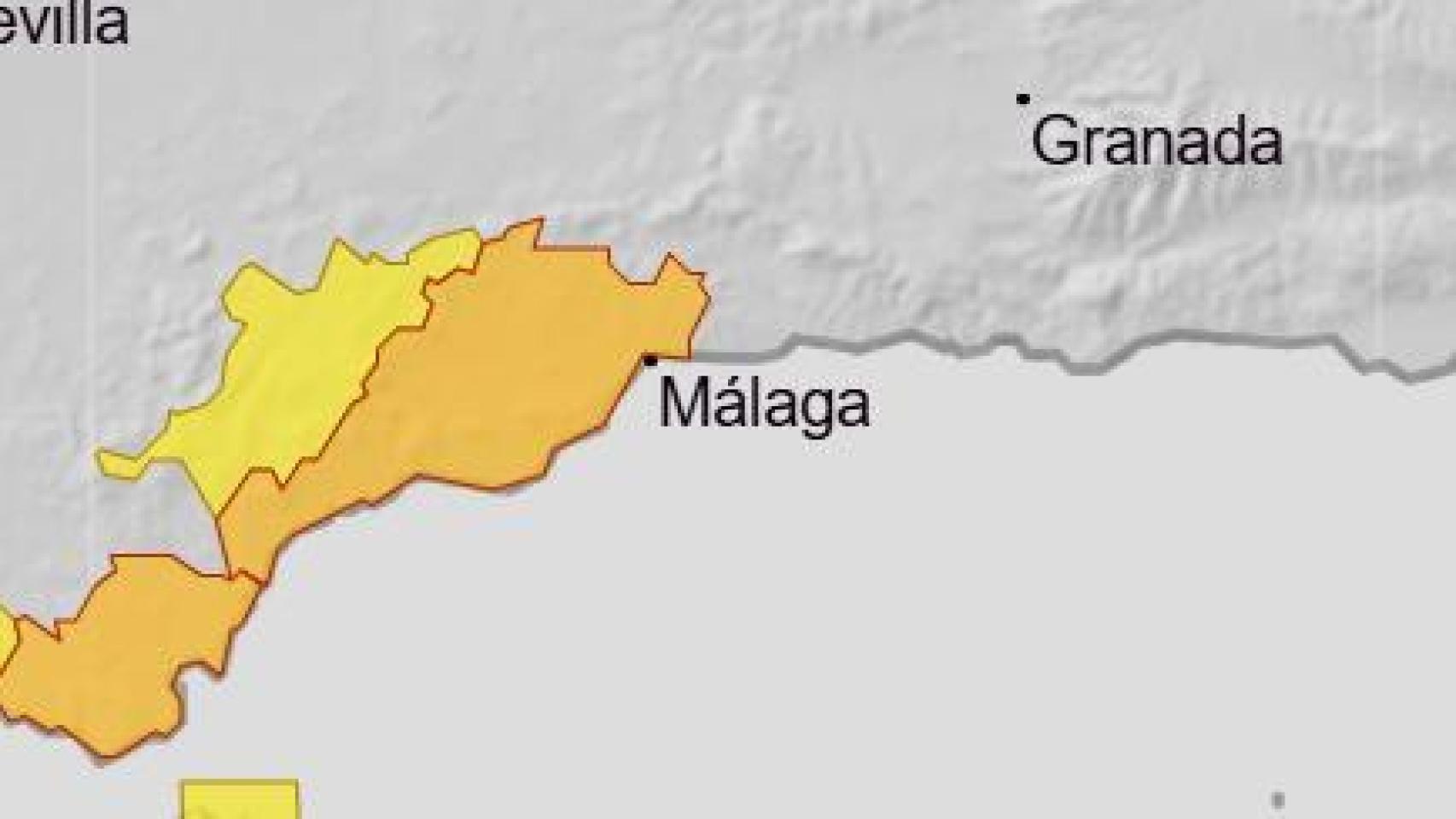 Aviso naranja en Málaga.