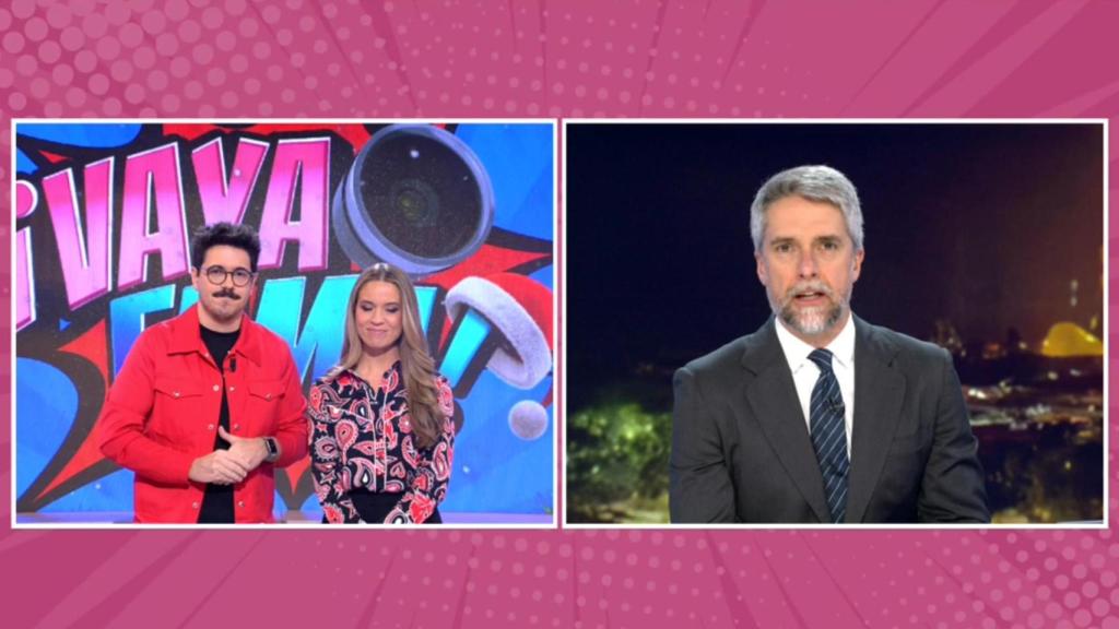 El momento de la interrupción de '¡Vaya fama!' para dar paso a la cobertura especial de 'Informativos Telecinco'.