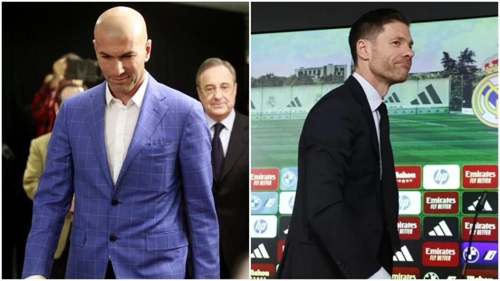 Zidane y Xabi Alonso, en sus presentaciones como entrenadores del Real Madrid