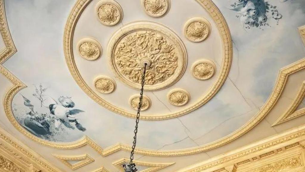 Techos de una estancia del palacete en venta.