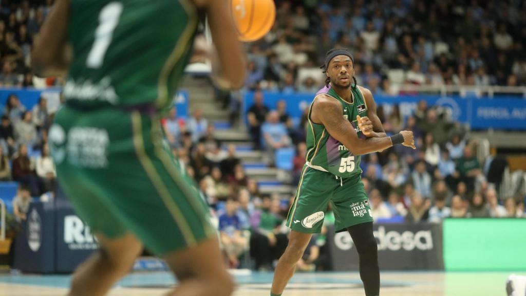 Kendrick Perry durante el Río Breogán vs. Unicaja de la Liga Endesa.
