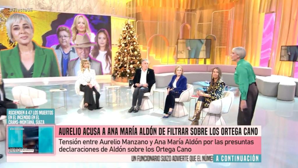 Ana María Aldón a punto de irse del plató de 'Fiesta'.