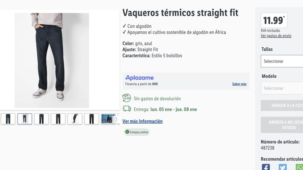 Vaqueros térmicos straight fit.