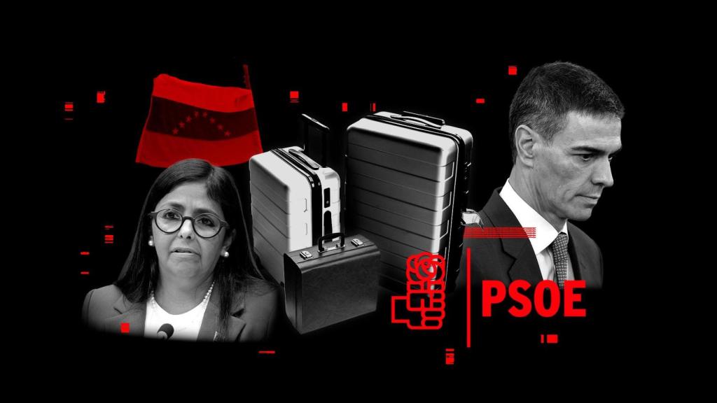 Delcy Rodríguez y el presidente Pedro Sánchez.