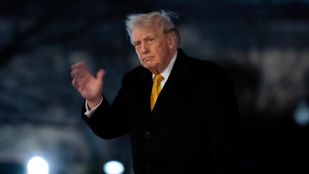 Donald Trump, presidente de Estados Unidos, a su llegada a la Casa Blanca procedente de Mar-A-Lago.