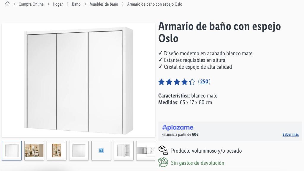 Armario de baño con espejo Oslo.