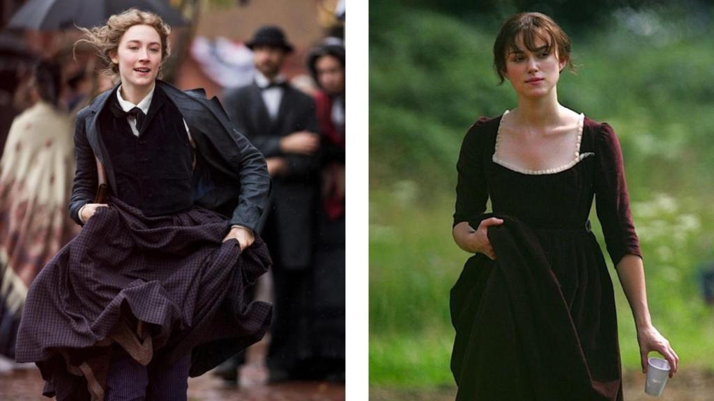 Los personajes de Jo March en 'Mujercitas' (Greta Gerwig, 2019) y Elizabeth Bennet en 'Orgullo y prejuicio' (Joe Wright, 2006).