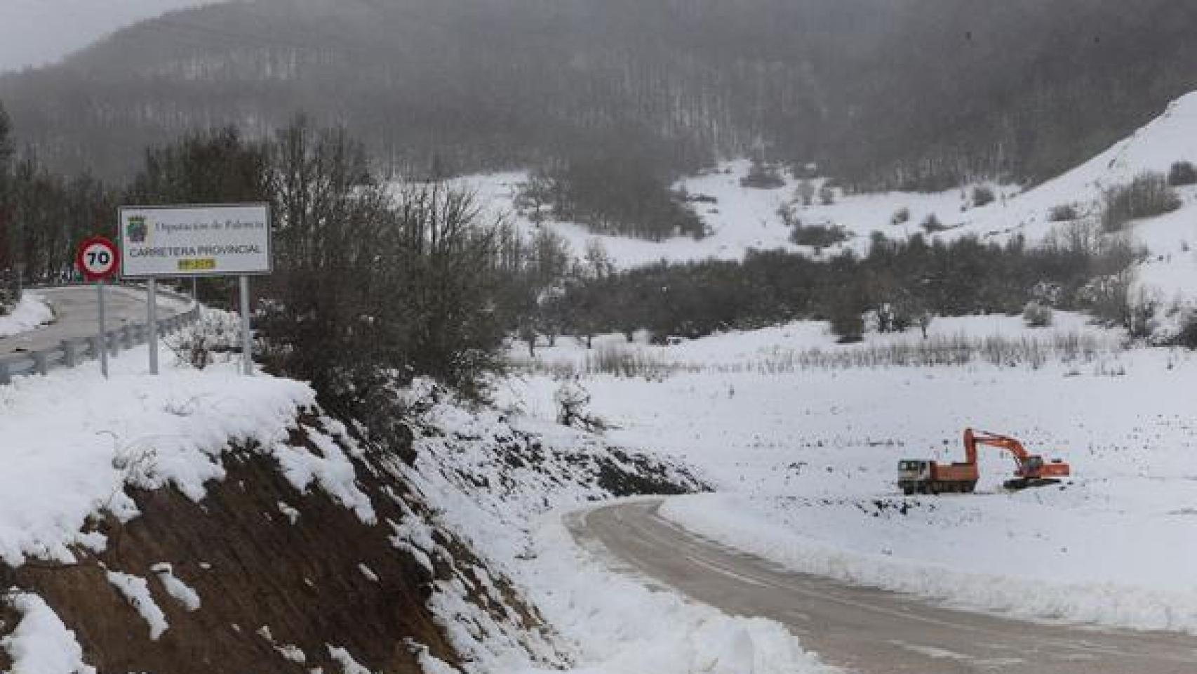 Nieve al norte de la provincia de Palencia.