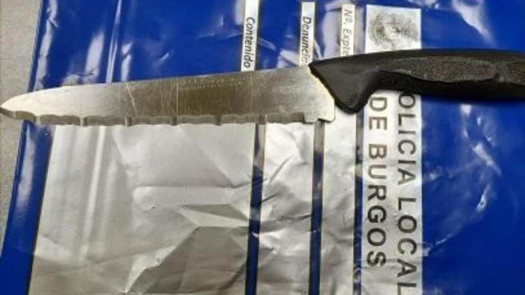 Imagen de un cuchillo intervenido por la Policía Local de Burgos.