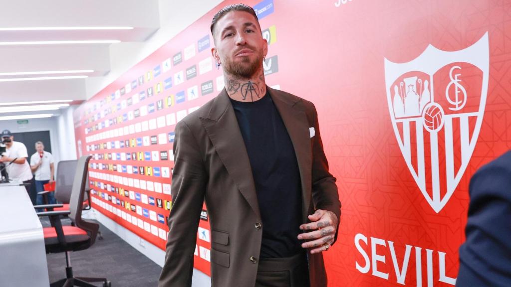 Sergio Ramos en su despedida como jugador del Sevilla ante la prensa, el 18 de junio de 2024.