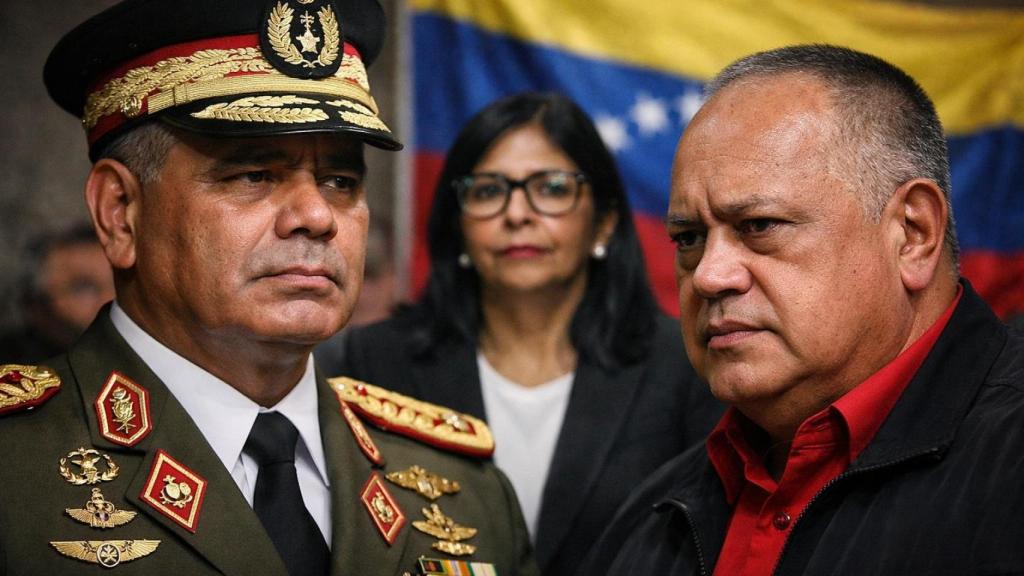 Padrino López y Diosdado Cabello, dos figuras claves en la Venezuela post Maduro, junto a Delcy Rodríguez, actual presidenta encargada de Venezuela.