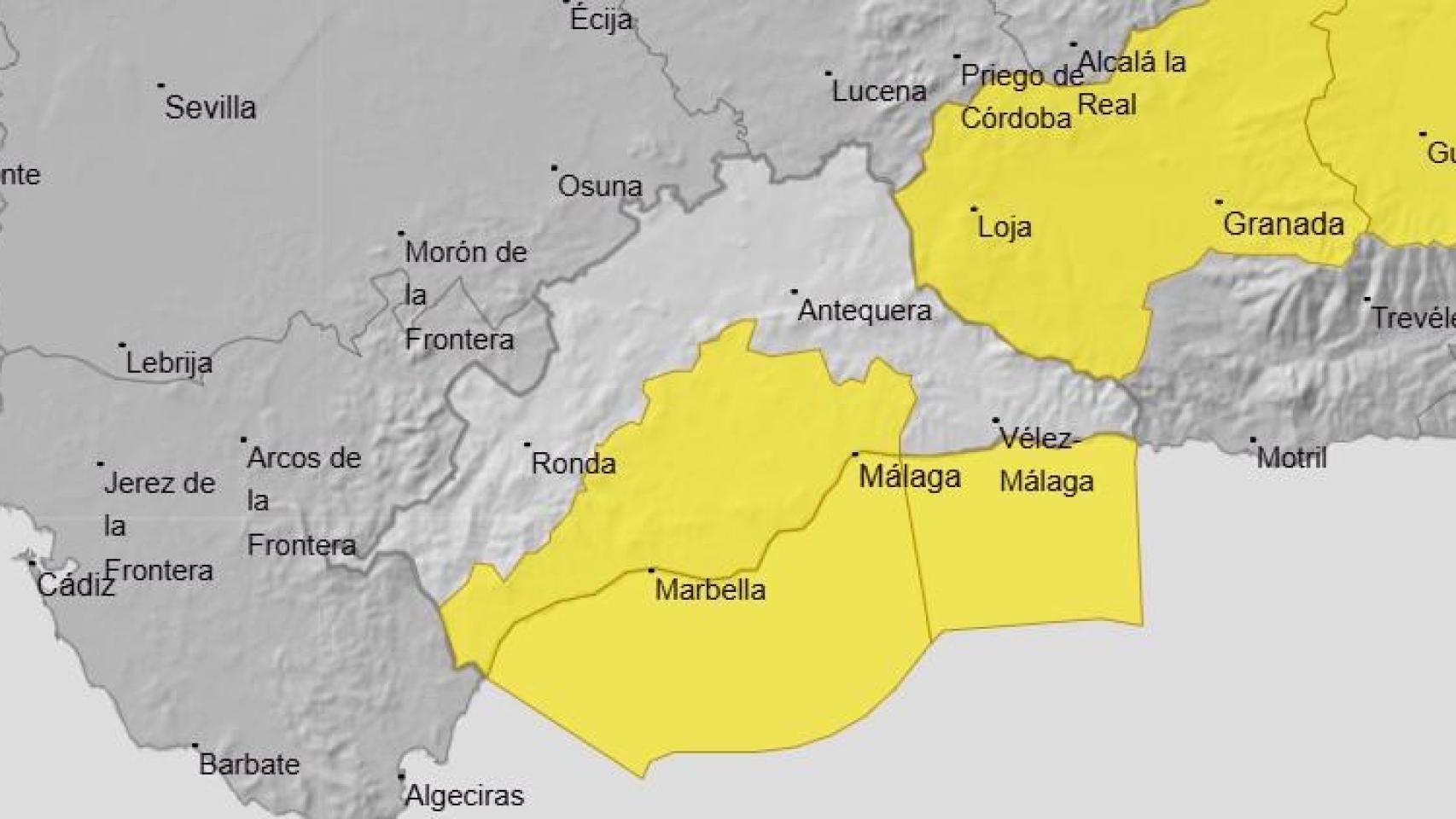 El mapa de avisos de la Aemet de este martes.