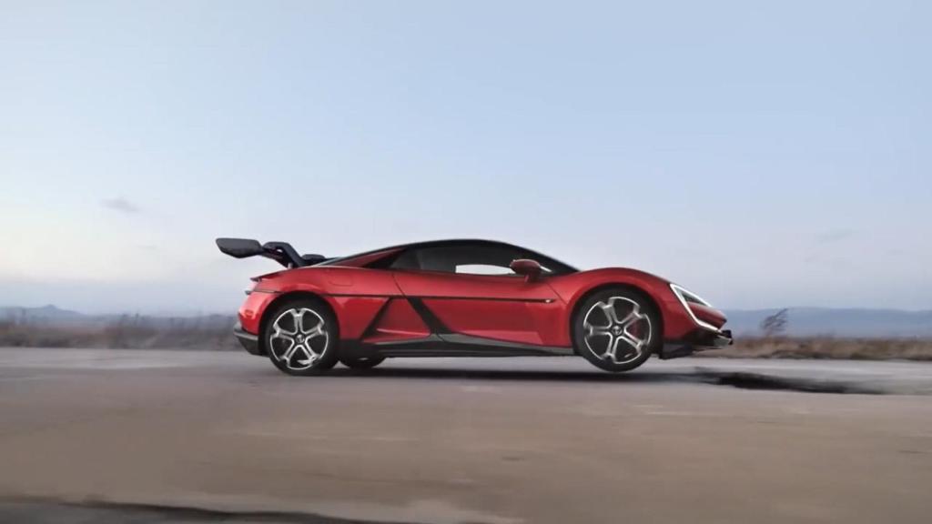 Yangwang U9 parcialmente suspendido en el aire.