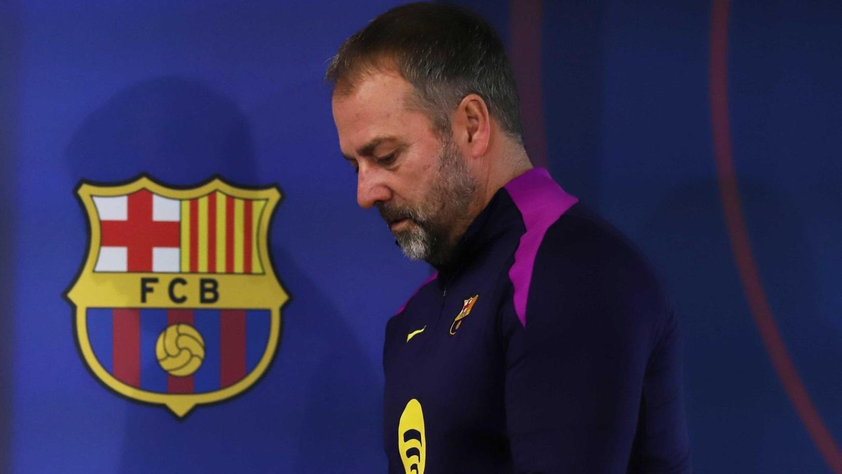 Hansi Flick, en la sala de prensa del FC Barcelona