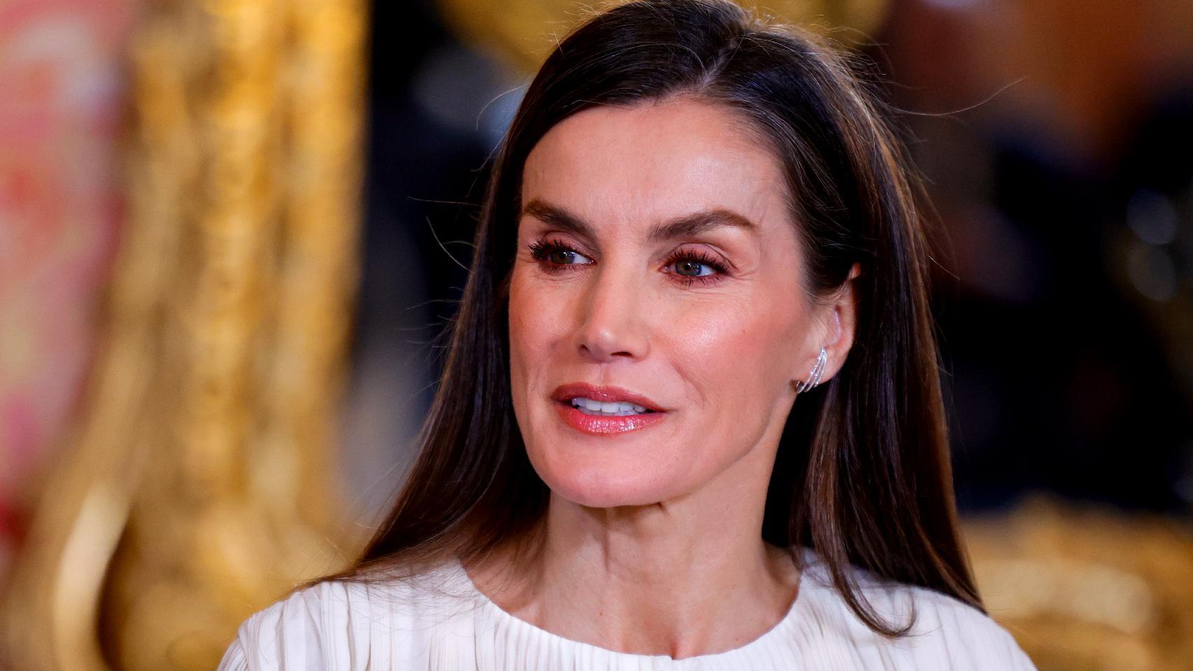 La reina Letizia este martes 6 de enero en el Palacio Real de Madrid.