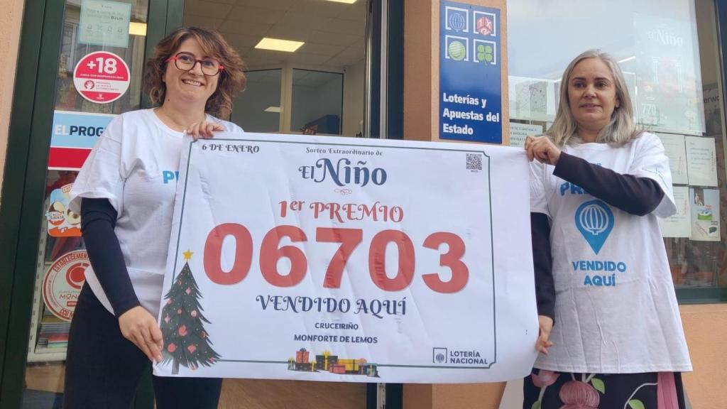 Papelería Cruceiriño de Monforte, donde se vendió el primer premio del Sorteo de El Niño 2026