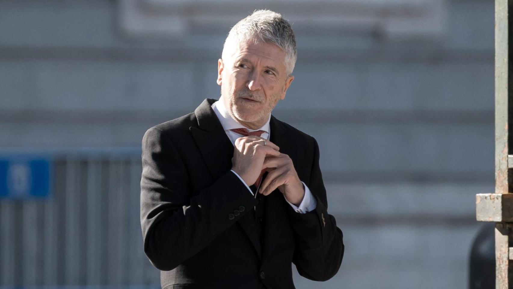 El ministro del Interior, Grande-Marlaska, en el Palacio Real durante la Pascua Militar, este martes.