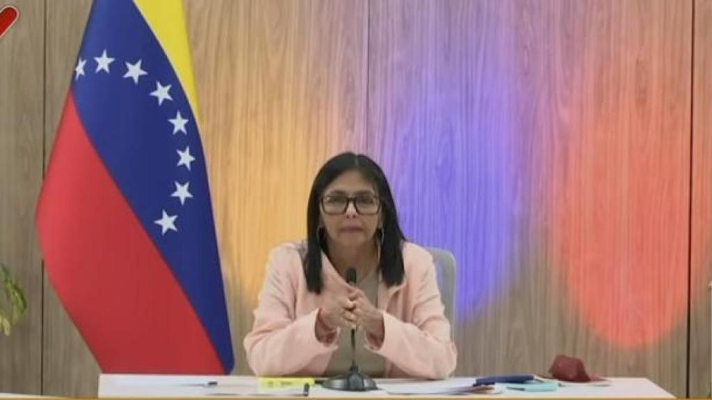 Delcy Rodríguez durante su intervención en el canal estatal Venezolana de Televisión (VTV).
