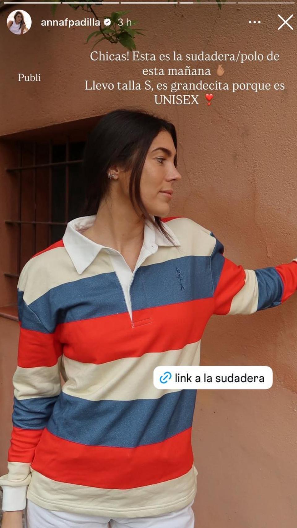 Anna Padilla con su sudadera característica.