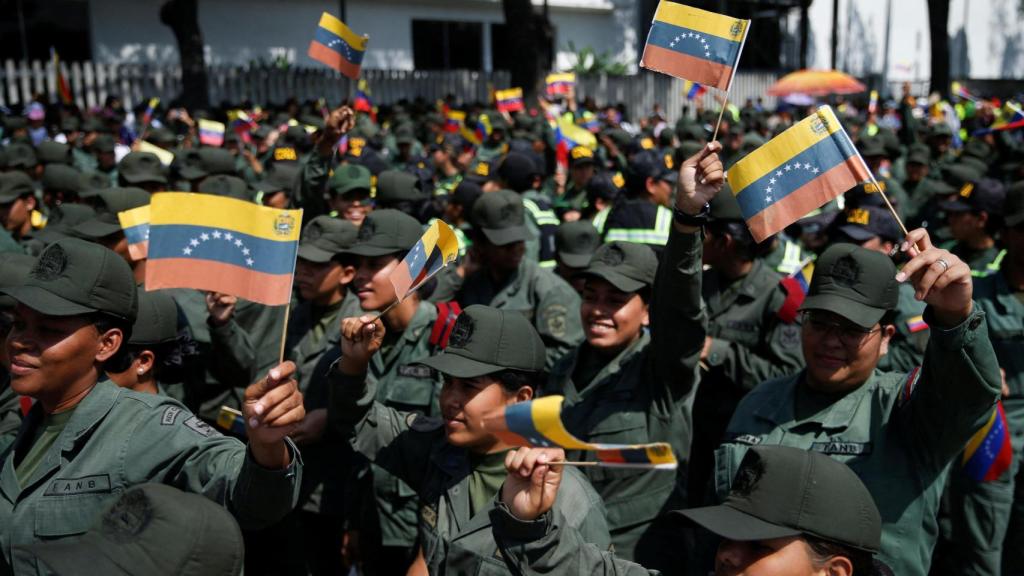 Miembros del Ejército venezolano durante una marcha en Caracas este martes.