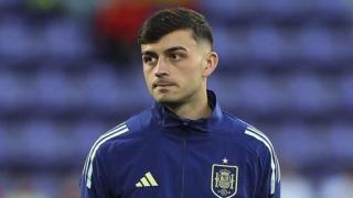 Pedri González, antes de un partido con la selección