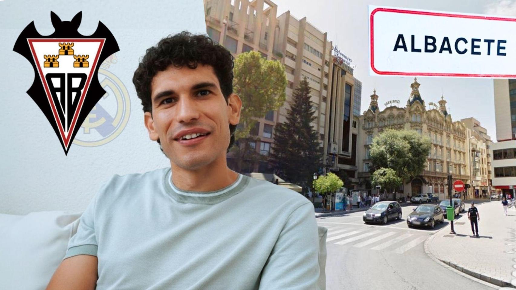 Jesús Vallejo en su casa de Albacete y una imagen de la ciudad.