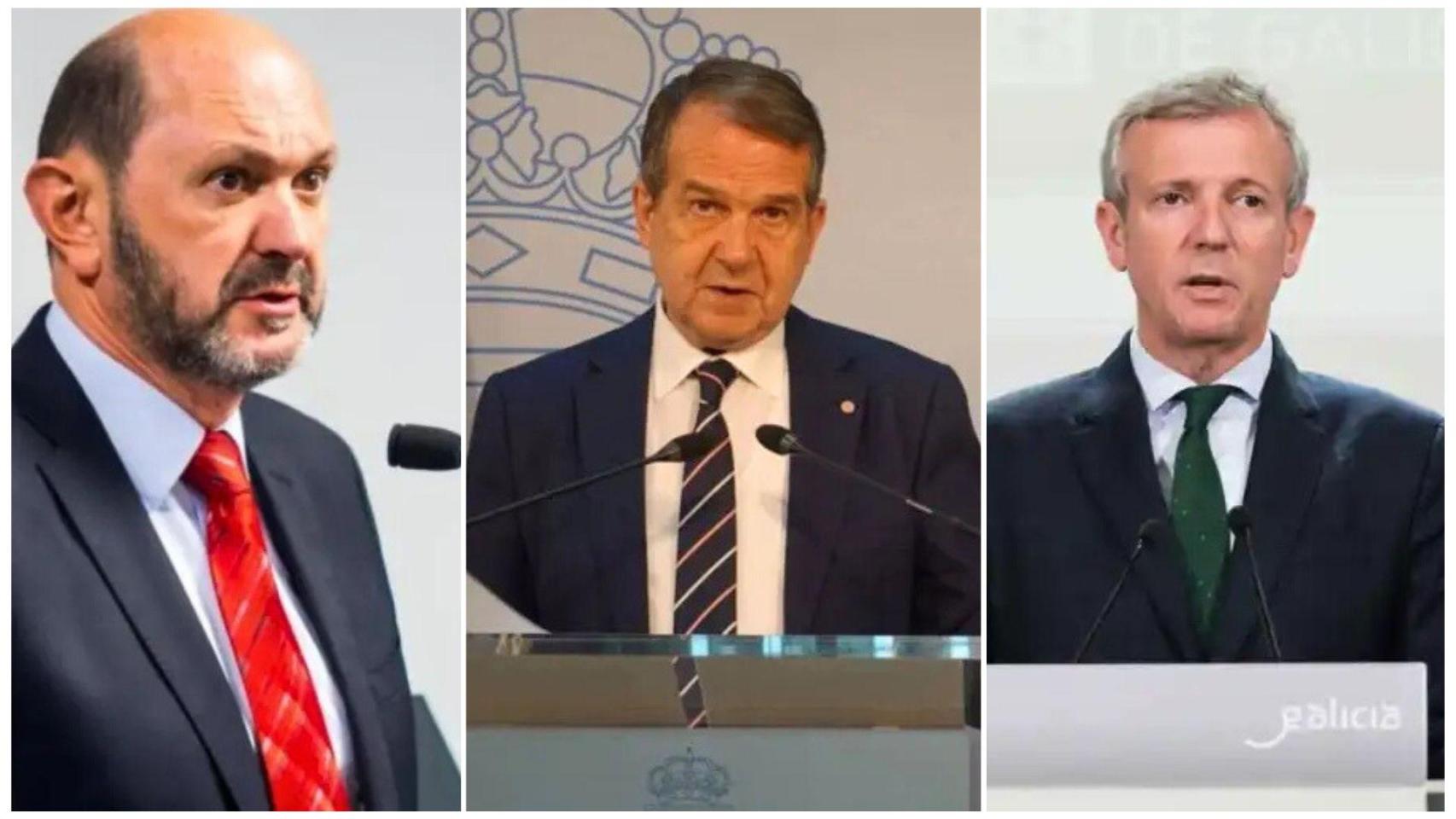 De izquierda a derecha: Rafael Louzán, Abel Caballero y Alfonso Rueda