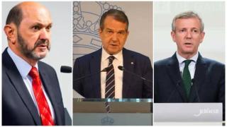 De izquierda a derecha: Rafael Louzán, Abel Caballero y Alfonso Rueda