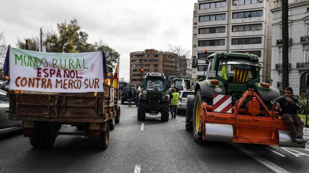 Imagen de archivo de una tractorada de protesta contra el acuerdo comercial UE-Mercosur.