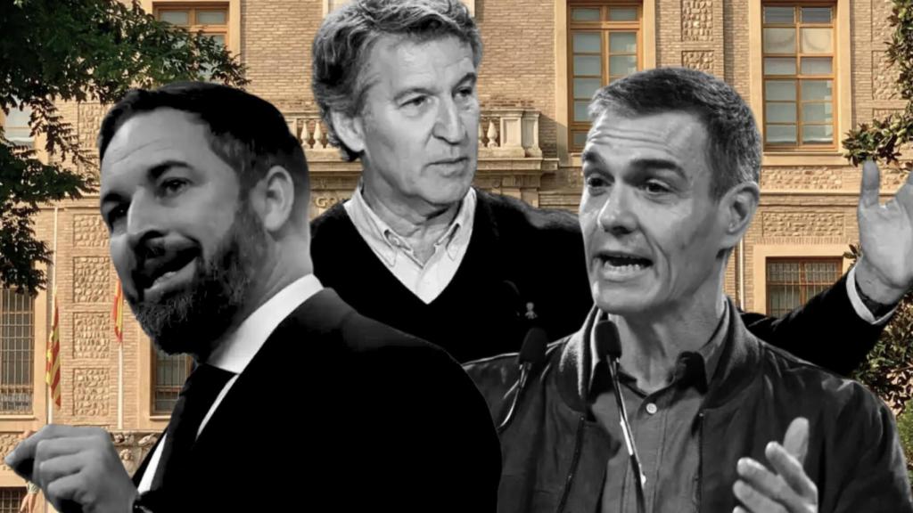Abascal, Feijóo y Sánchez, con el Pignatelli de fondo.