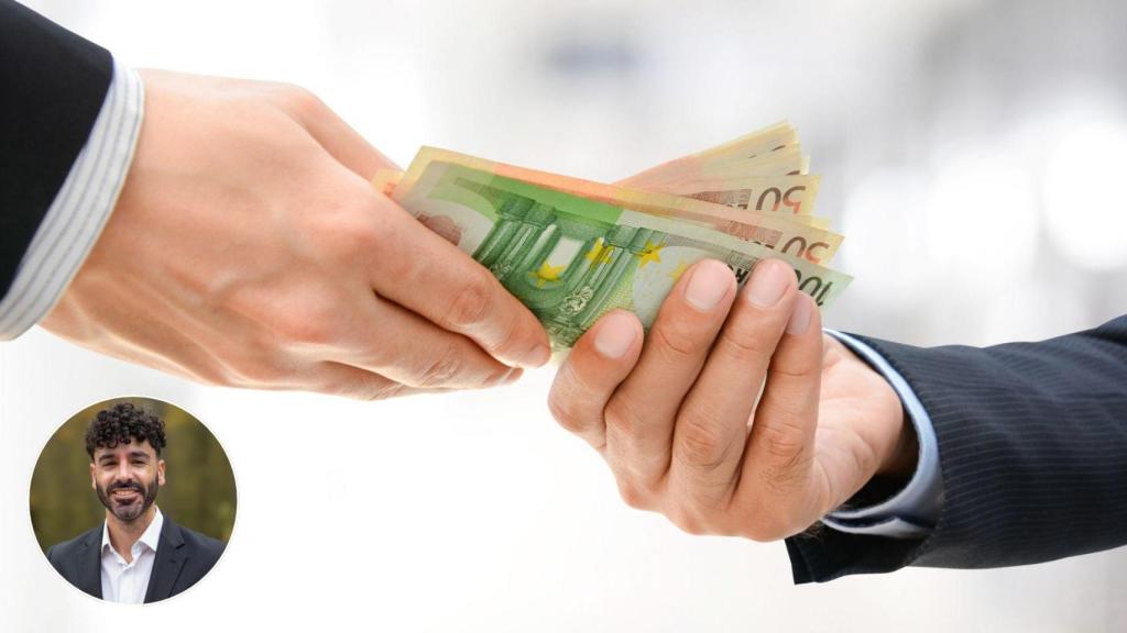 Montaje con una imagen de Emilio Baena y una imagen representativa de una transferencia.