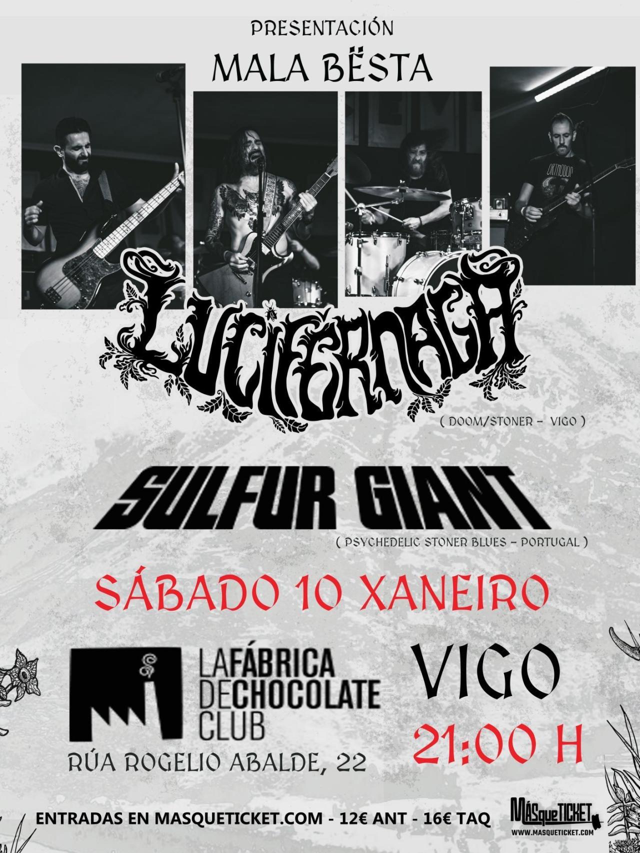 Cartel promocional del concierto de Lucifernaga y Sulfur Giant