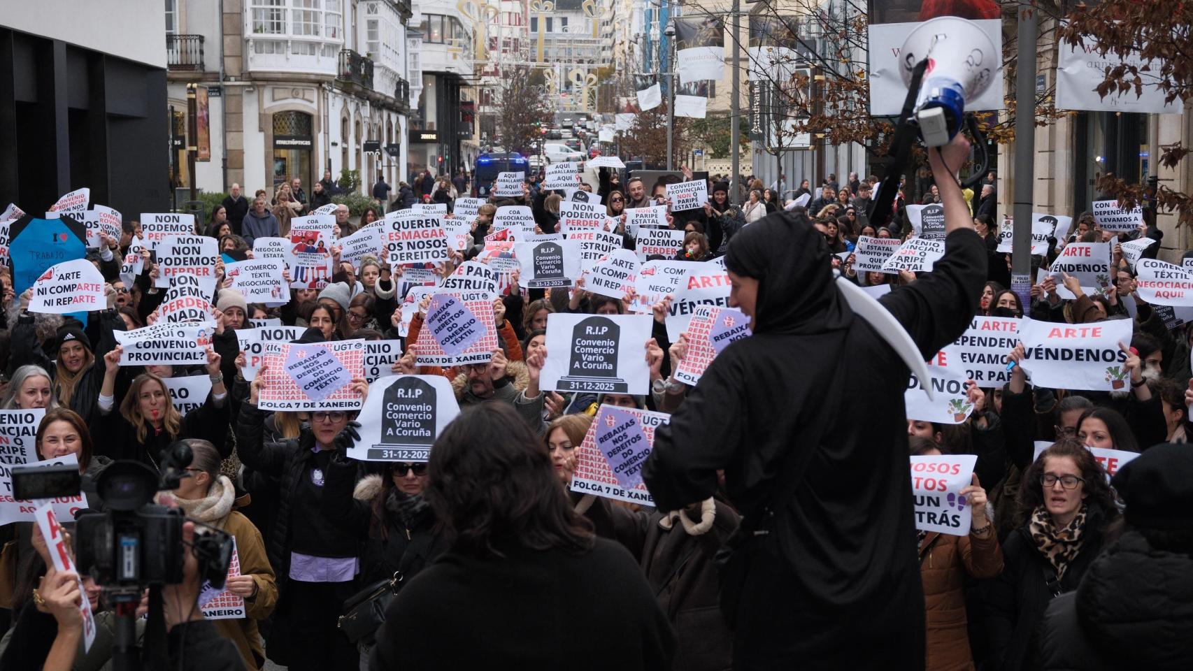 Manifestación comercio textil en A Coruña