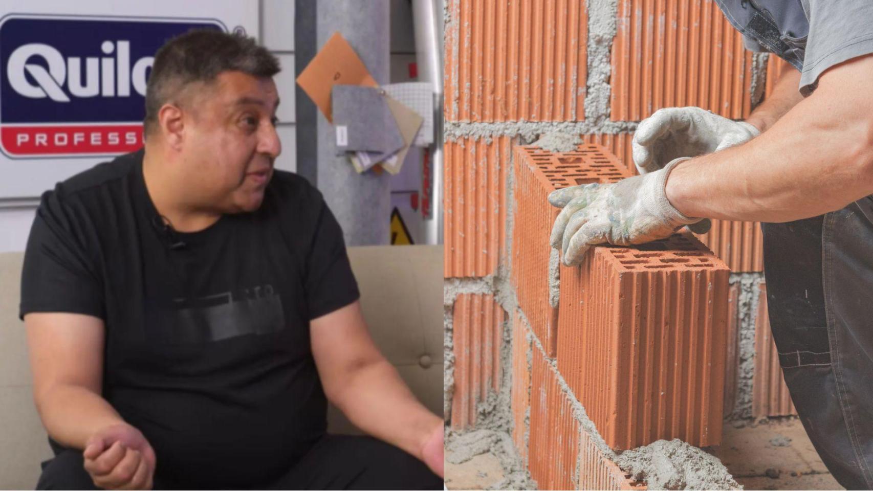 Imagen de Hernán y una imagen de un albañil.