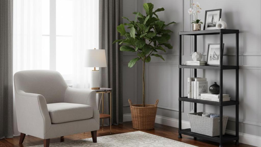 Imagen de una habitación con la estantería de Carrefour.