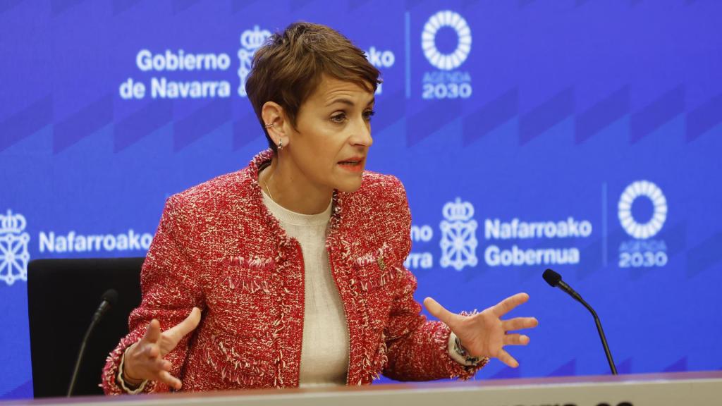 La presidenta de Navarra, María Chivite Navascués, comparece para dar a conocer los últimos cambios en el Gobierno Foral.