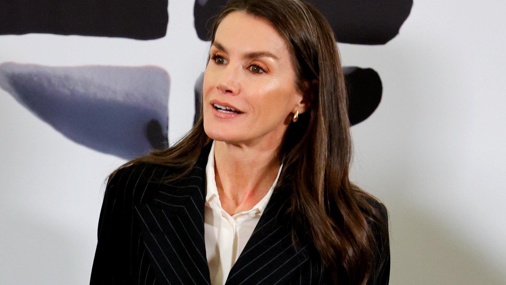 La reina Letizia este jueves por la mañana en la Real Academia de Bellas Artes de San Fernando.