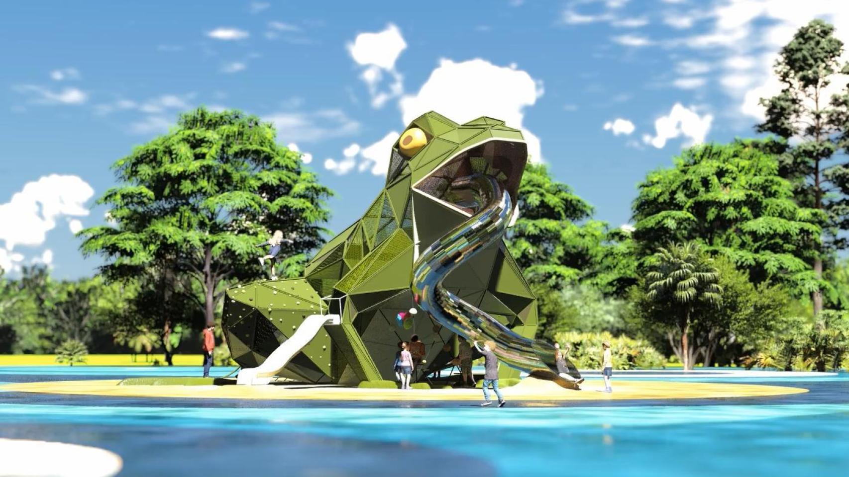 Recreación del juego de la rana en el parque Würzburg de Salamanca